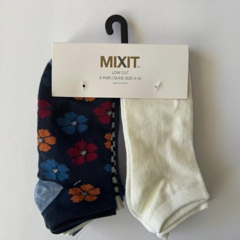 Mixit 6 Pair Low Cut Socks Women's Sz.4-10
